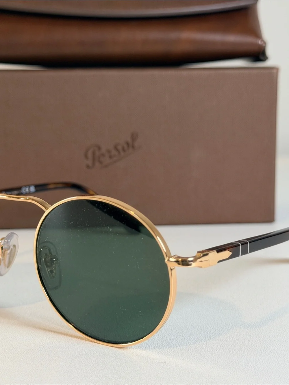 Persol Gold Round Sunglasses Havana